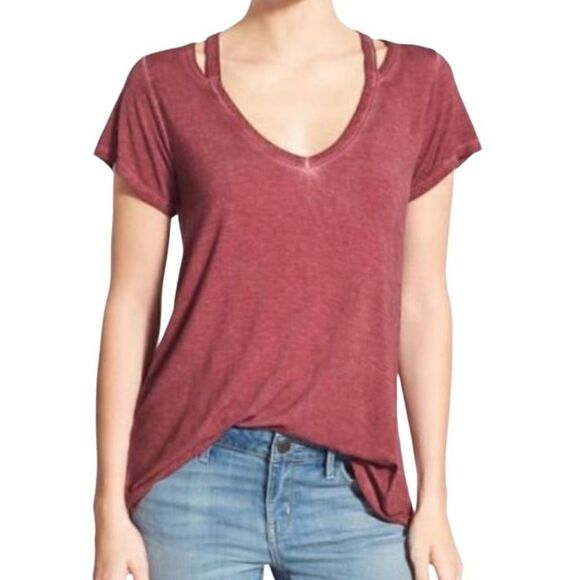 Treasure & Bond Oil Washed Cutout Tee Shirt XS - Picture 4 of 8